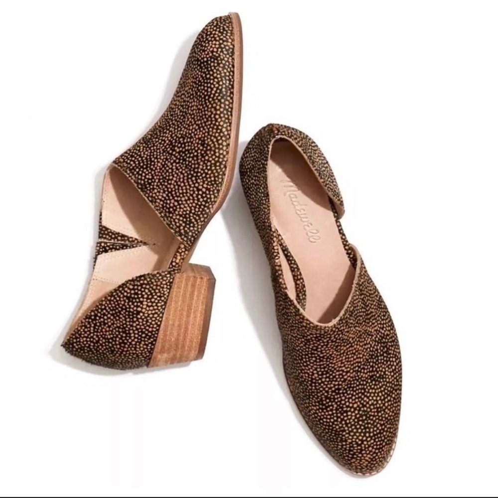 Madewell The Lucie Bootie Sz 7 Leather Brown Cutout Flat Calf Hair Upper Slip-On
